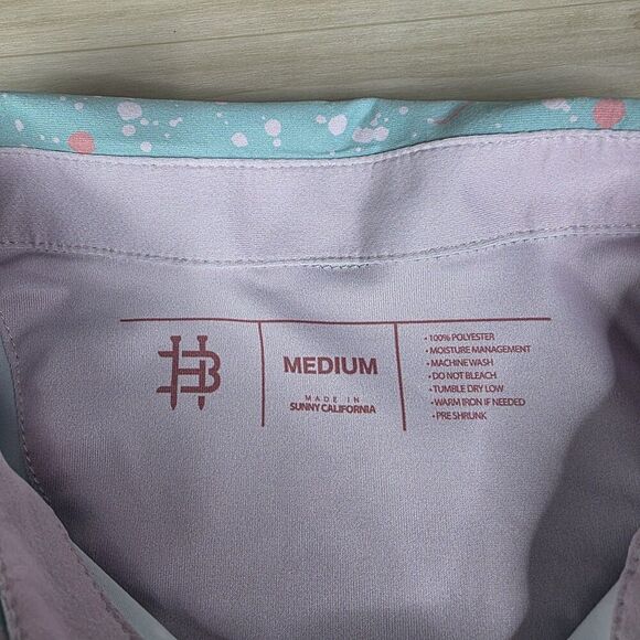 Hazards & Bogeys Performance Golf Polo Shirt Green Paint Splatter Size Medium‎ - Picture 4 of 7